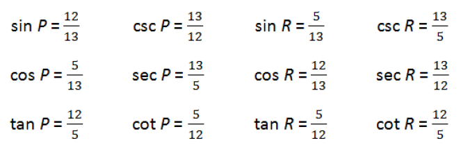 Trig Answers ACT