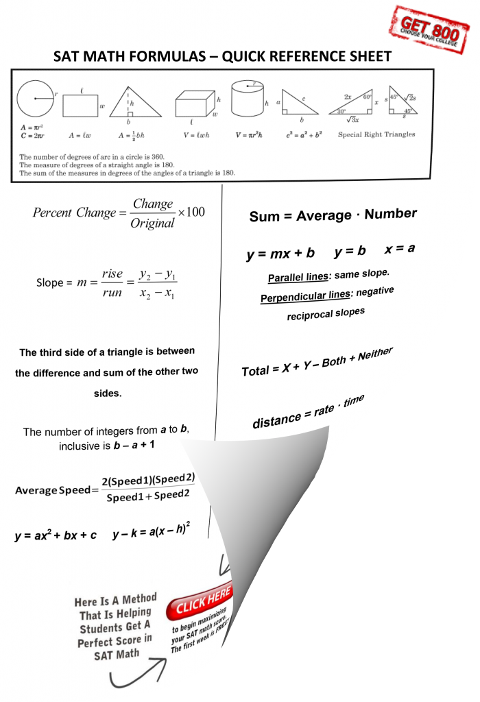 Free SAT Math Formula Sheet